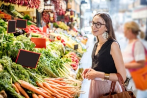 girl shopping at the local market