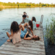 hungarian summer young people hanging around a lake and chilling
